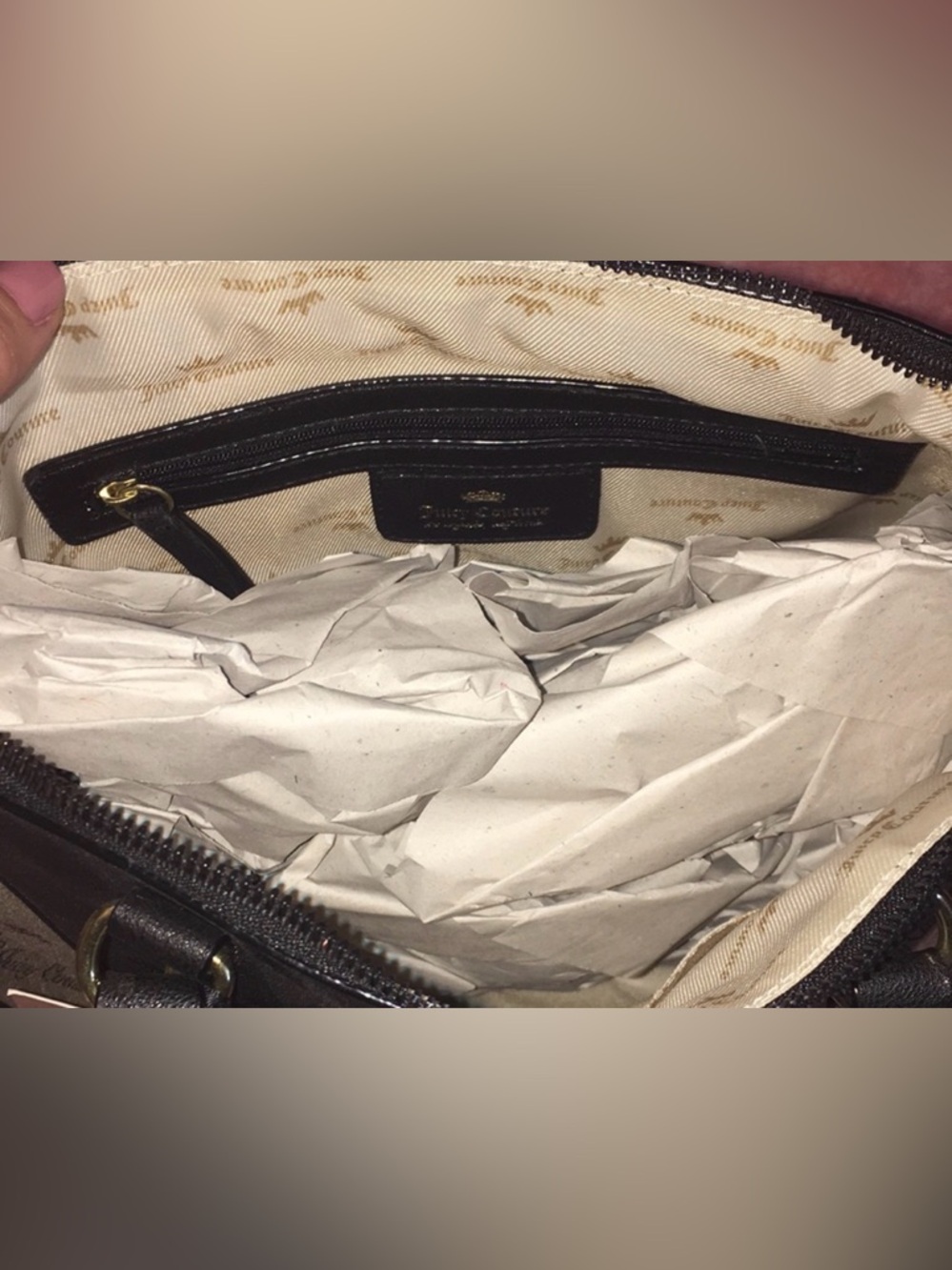Juicy Couture Black and Tan Monogram Crossbody/Satchel/Tote with Key Charm NWT - Picture 13 of 15